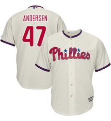 Youth Majestic Philadelphia Phillies #47 Larry Andersen Replica Cream Alternate Cool Base MLB Jersey