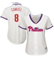 Women's Majestic Philadelphia Phillies #8 Juan Samuel Authentic Cream Alternate Cool Base MLB Jersey