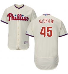 Men's Majestic Philadelphia Phillies #45 Tug McGraw Cream Alternate Flex Base Authentic Collection MLB Jersey
