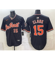 Men's Detroit Tigers #15 Max Clark Black Alternate 2026 Cool Base Stitched Baseball Jersey