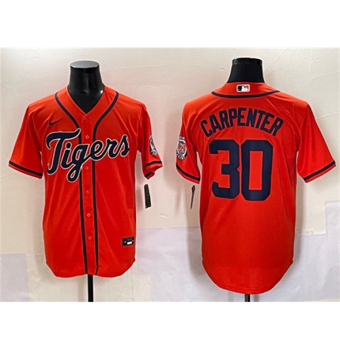 Men's Detroit Tigers #30 Kerry Carpenter Orange With Cool Base Stitched Baseball Jersey