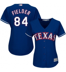Women's Majestic Texas Rangers #84 Prince Fielder Authentic Royal Blue Alternate 2 Cool Base MLB Jersey