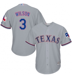Youth Majestic Texas Rangers #3 Russell Wilson Authentic Grey Road Cool Base MLB Jersey