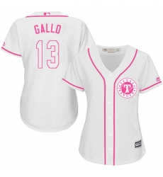 Women's Majestic Texas Rangers #13 Joey Gallo Authentic White Fashion Cool Base MLB Jersey