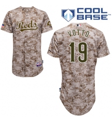 Youth Majestic Cincinnati Reds #19 Joey Votto Authentic 2014 Camo Alternate Cool Base MLB Jersey