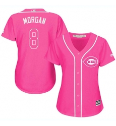 Women's Majestic Cincinnati Reds #8 Joe Morgan Replica Pink Fashion Cool Base MLB Jersey