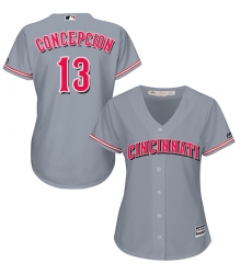 Women's Majestic Cincinnati Reds #13 Dave Concepcion Authentic Grey Road Cool Base MLB Jersey