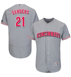 Men's Majestic Cincinnati Reds #21 Reggie Sanders Grey Flexbase Authentic Collection MLB Jersey