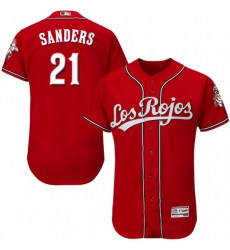 Men's Majestic Cincinnati Reds #21 Reggie Sanders Red Los Rojos Flexbase Authentic Collection MLB Jersey