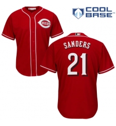 Men's Majestic Cincinnati Reds #21 Reggie Sanders Replica Red Alternate Cool Base MLB Jersey