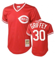 Men's Mitchell and Ness Cincinnati Reds #30 Ken Griffey Authentic Red Throwback MLB Jersey