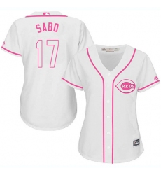 Women's Majestic Cincinnati Reds #17 Chris Sabo Authentic White Fashion Cool Base MLB Jersey
