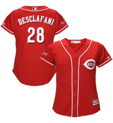 Women's Majestic Cincinnati Reds #28 Anthony DeSclafani Authentic Red Alternate Cool Base MLB Jersey