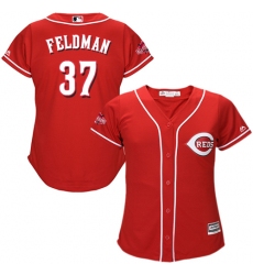 Women's Majestic Cincinnati Reds #37 Scott Feldman Authentic Red Alternate Cool Base MLB Jersey