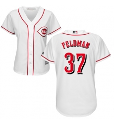 Women's Majestic Cincinnati Reds #37 Scott Feldman Authentic White MLB Jersey