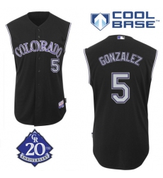 Men's Majestic Colorado Rockies #5 Carlos Gonzalez Authentic Black Vest Style MLB Jersey