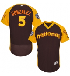 Men's Majestic Colorado Rockies #5 Carlos Gonzalez Brown 2016 All-Star National League BP Authentic Collection Flex Base MLB Jersey