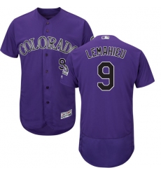 Men's Majestic Colorado Rockies #9 DJ LeMahieu Purple Alternate Flex Base Authentic Collection MLB Jersey