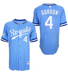 Men's Majestic Kansas City Royals #4 Alex Gordon Authentic Light Blue 1985 Turn Back The Clock MLB Jersey