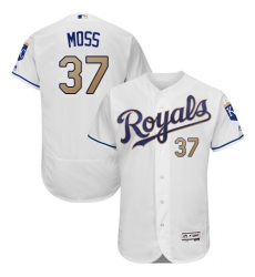 Men's Majestic Kansas City Royals #37 Brandon Moss White Flexbase Authentic Collection MLB Jersey