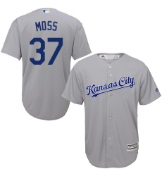 Youth Majestic Kansas City Royals #37 Brandon Moss Authentic Grey Road Cool Base MLB Jersey