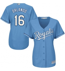 Women's Majestic Kansas City Royals #16 Paulo Orlando Authentic Light Blue Alternate 1 Cool Base MLB Jersey