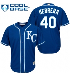 Youth Majestic Kansas City Royals #40 Kelvin Herrera Authentic Blue Alternate 2 Cool Base MLB Jersey
