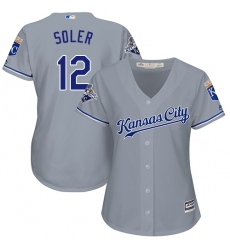 Women's Majestic Kansas City Royals #12 Jorge Soler Replica Grey Road Cool Base MLB Jersey