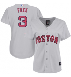 Women's Majestic Boston Red Sox #3 Jimmie Foxx Authentic Grey Road MLB Jersey