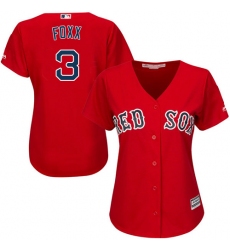 Women's Majestic Boston Red Sox #3 Jimmie Foxx Authentic Red Alternate Home MLB Jersey