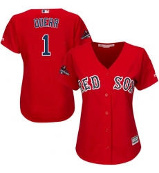 Women's Majestic Boston Red Sox #1 Bobby Doerr Authentic Red Alternate Home 2018 World Series Champions MLB Jersey