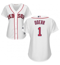 Women's Majestic Boston Red Sox #1 Bobby Doerr Authentic White Home MLB Jersey