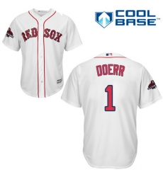 Youth Majestic Boston Red Sox #1 Bobby Doerr Authentic White Home Cool Base 2018 World Series Champions MLB Jersey