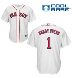 Youth Majestic Boston Red Sox #1 Bobby Doerr Authentic White Home Cool Base MLB Jersey