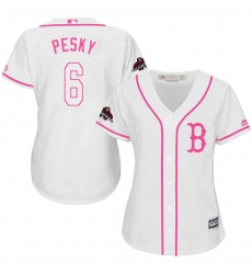 Women's Majestic Boston Red Sox #6 Johnny Pesky Authentic White Fashion 2018 World Series Champions MLB Jersey