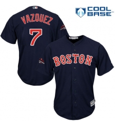 Youth Majestic Boston Red Sox #7 Christian Vazquez Authentic Navy Blue Alternate Road Cool Base 2018 World Series Champions MLB Jersey