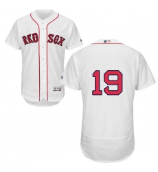 Men's Majestic Boston Red Sox #19 Fred Lynn White Home Flex Base Authentic Collection MLB Jersey