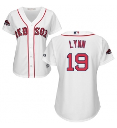 Women's Majestic Boston Red Sox #19 Fred Lynn Authentic White Home 2018 World Series Champions MLB Jersey