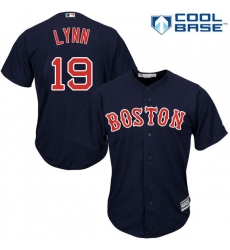 Youth Majestic Boston Red Sox #19 Fred Lynn Replica Navy Blue Alternate Road Cool Base MLB Jersey
