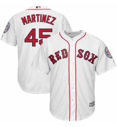 Men's Majestic Boston Red Sox #45 Pedro Martinez Authentic White Cooperstown MLB Jersey