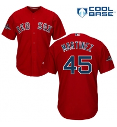 Youth Majestic Boston Red Sox #45 Pedro Martinez Authentic Red Alternate Home Cool Base 2018 World Series Champions MLB Jersey