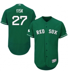 Men's Majestic Boston Red Sox #27 Carlton Fisk Green Celtic Flexbase Authentic Collection MLB Jersey