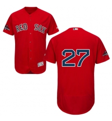 Men's Majestic Boston Red Sox #27 Carlton Fisk Red Alternate Flex Base Authentic Collection 2018 World Series Champions MLB Jersey