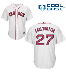 Men's Majestic Boston Red Sox #27 Carlton Fisk Replica White Home Cool Base MLB Jersey