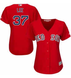 Women's Majestic Boston Red Sox #37 Bill Lee Replica Red Alternate Home MLB Jersey