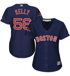 Women's Majestic Boston Red Sox #56 Joe Kelly Authentic Navy Blue Alternate Road 2018 World Series Champions MLB Jersey