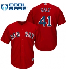Men's Majestic Boston Red Sox #41 Chris Sale Replica Red Alternate Home Cool Base MLB Jersey