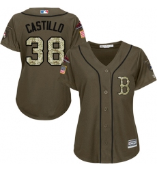 Women's Majestic Boston Red Sox #38 Rusney Castillo Authentic Green Salute to Service 2018 World Series Champions MLB Jersey