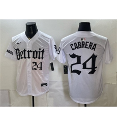 Men's Detroit Tigers #24 Miguel Cabrera 2026 White 'Motor Gothic Edition' Vapor Premier Limited Stitched Baseball Jersey