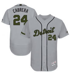 Men's Majestic Detroit Tigers #24 Miguel Cabrera Grey Memorial Day Authentic Collection Flex Base MLB Jersey